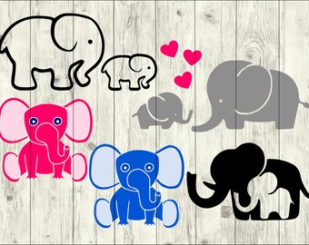 Elephant SVG Bundle, Baby SVG bundle, Elephant cut file, Elephant clipart, svg files for silhouette, files for cricut, svg, dxf, eps, png