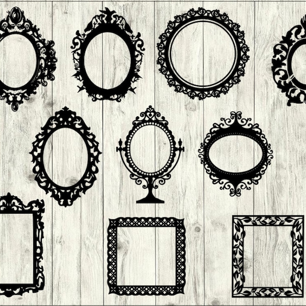 Frame SVG Bundle, Mirror SVG bundle, Frame cut file, Frame clipart, Frame svg files for silhouette, files for cricut, svg, dxf, eps, png