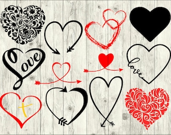 Herz SVG Bundle, Liebe SVG Bundle, Herz geschnitten Datei, Herz Clipart, Herz Svg-Dateien für Silhouette, Herz-Dateien für Cricut, Svg, Dxf, Eps, Png