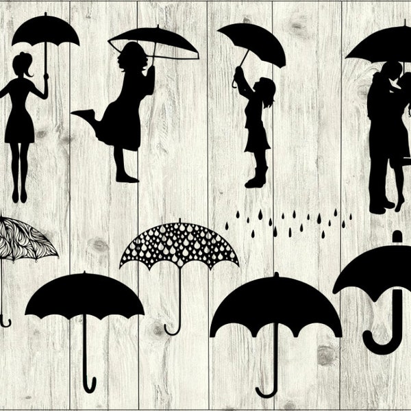 Umbrella SVG Bundle, Rain SVG bundle, Umbrella cut file, Umbrella clipart, svg files for silhouette, files for cricut, svg, dxf, eps, png