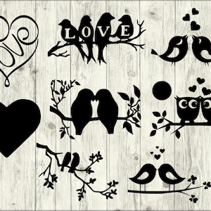 Love Birds SVG Bundle, bundle SVG oiseaux, oiseaux fichier coupe, clipart oiseaux, oiseaux des fichiers svg pour silhouette, fichiers pour cricut, svg, dxf, eps, png