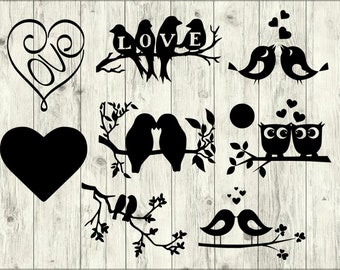 Liebe Vögel SVG Bundle, Vögel SVG Bundle, Vögel, schneiden Datei, Vögel Cliparts, Vögel Svg-Dateien für Silhouette, Cricut, Svg, Dxf, Eps, Png-Dateien