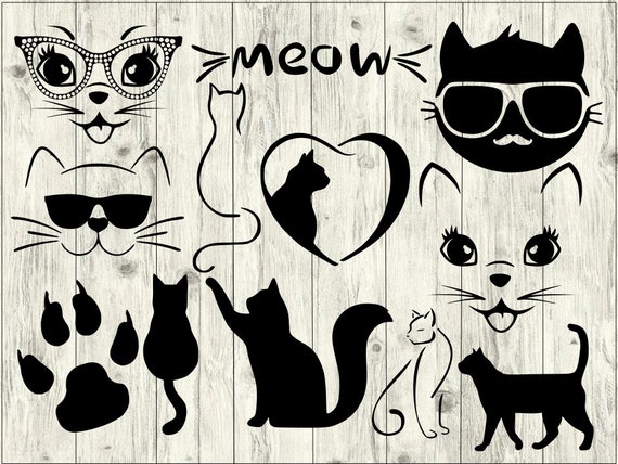 Download Cat SVG Bundle Meow SVG bundle Cat cut file cat clipart | Etsy