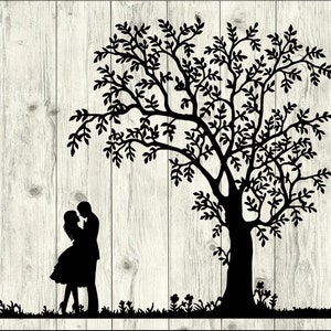 Paquete SVG de pareja, paquete SVG de árbol, archivo de corte de pareja, imágenes prediseñadas de pareja, archivos svg de pareja para silueta, archivos para cricut, svg, dxf, eps, png