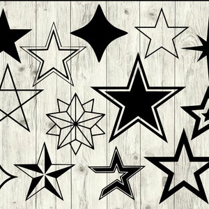 スター SVG バンドル、スター カット ファイル、スター クリップアート、シルエット用のスター SVG ファイル、クリカット用のスター ファイル、スター SVG、スター DXF、スター EPS、スター png