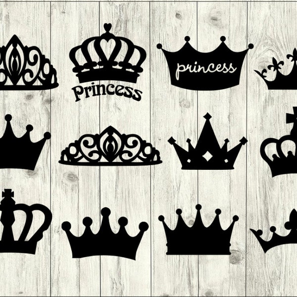 Crown SVG Bundle, Princess SVG Bundle, Crown cut file, Crown clipart, Crown svg files for silhouette, files for cricut, svg, dxf, eps, png