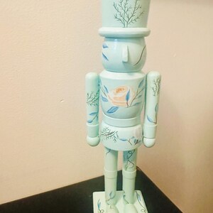 14&quot; Wood Turquoise Flower Designed Nutcracker Soldier