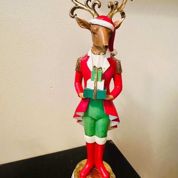 16" Elegant Reindeer Resin Nutcracker