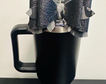 Fiocco di paglia fatto a mano, mimetico, nero e verde, per bicchiere Stanley da 40 once / Cup Bling / Accessorio estetico con fiocco da ragazza / Riutilizzabile alla moda