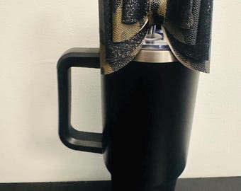 Fiocco di paglia fatto a mano, mimetico, nero e verde, per bicchiere Stanley da 40 once / Cup Bling / Accessorio estetico con fiocco da ragazza / Riutilizzabile alla moda