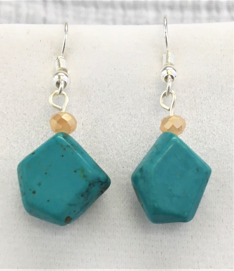 Jewelry Set for Women Turquoise Magnesite Beaded Necklace and Earrings Stone Beaded Necklace and Earrings Turquoise Jewelry Set