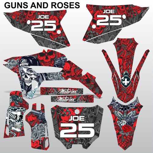 HONDA CRF 450R 2021 Guns And Roses racing motocross decals set MX deals graphics stripes