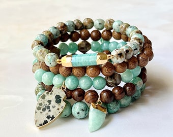 Rosewood Bracelet, Jade Bracelet, Aventurine Charm Bracelet, Jasper Bracelet, Arrowhead Bracelet, Ammonite Bracelet, Stacking Bracelet