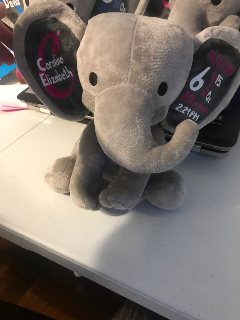 Elephant Birth Announcement Plush Animal | Etsy