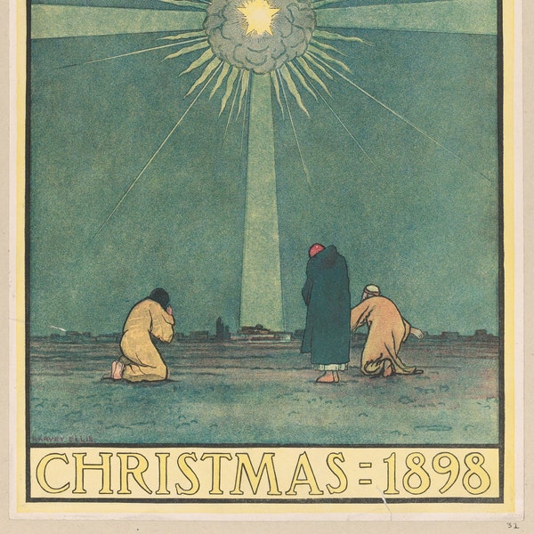 Holiday Digital Print, Harper's Magazine Christmas 1898, Late 19th century, Lithograph, Poster, Holiday, Gallery Art, Digital Download