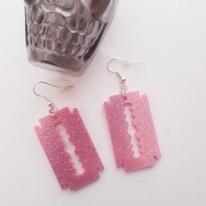 Glitter Razor Blade Earrings