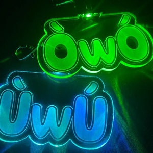 OwO/UwU LED Color Changing Acrylic Keychains For Fursuit Lanyards