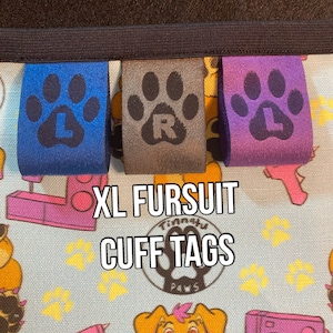XL Fursuit Cuff Tags Left+Right • 2 sided sewing label tag