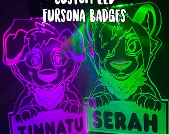 Custom LED Color Changing Laser Engraved Acrylic Fursuit Badge