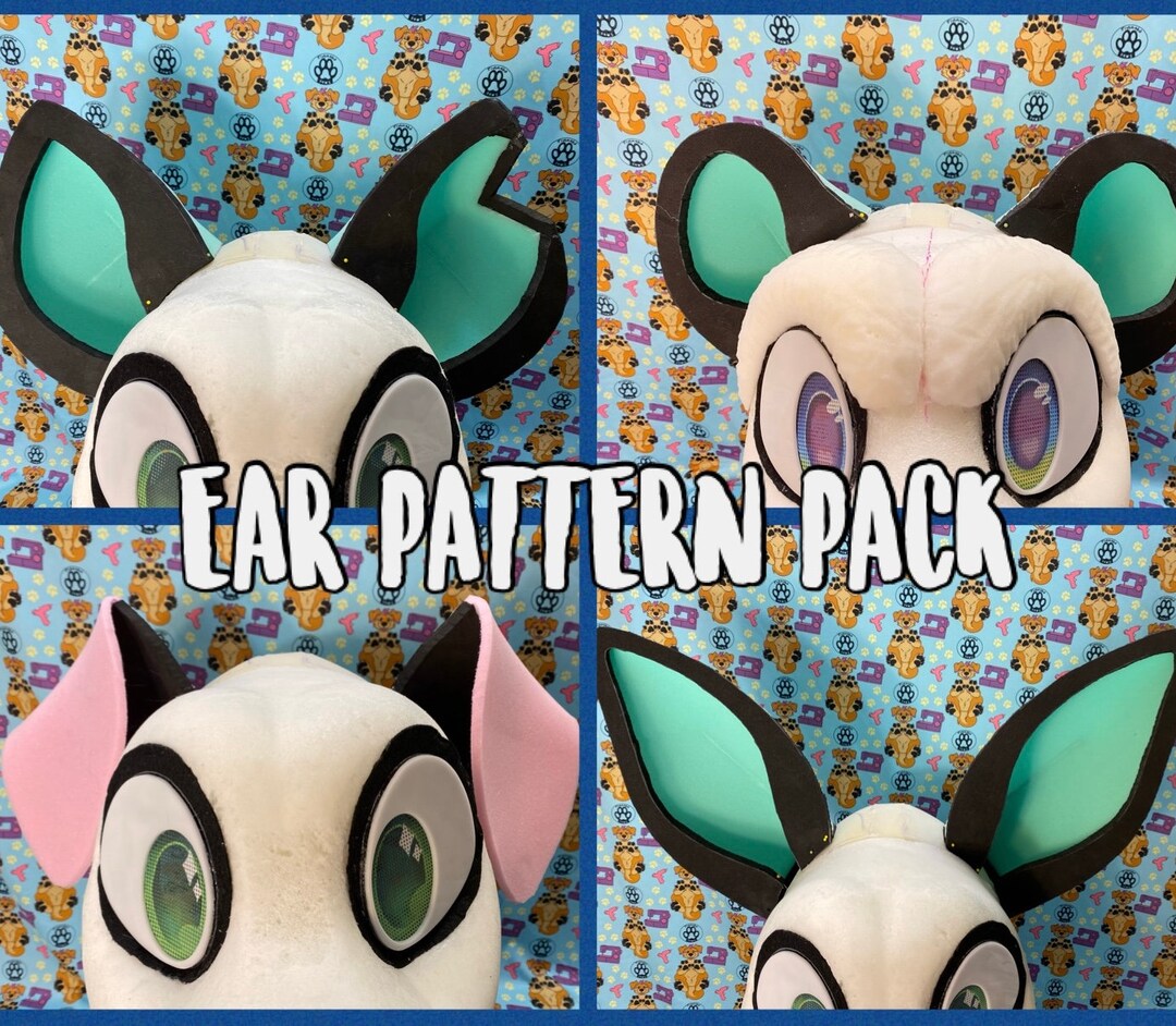 Fursuit Ear Pattern Pack PDF Download 7 Ear Types Etsy