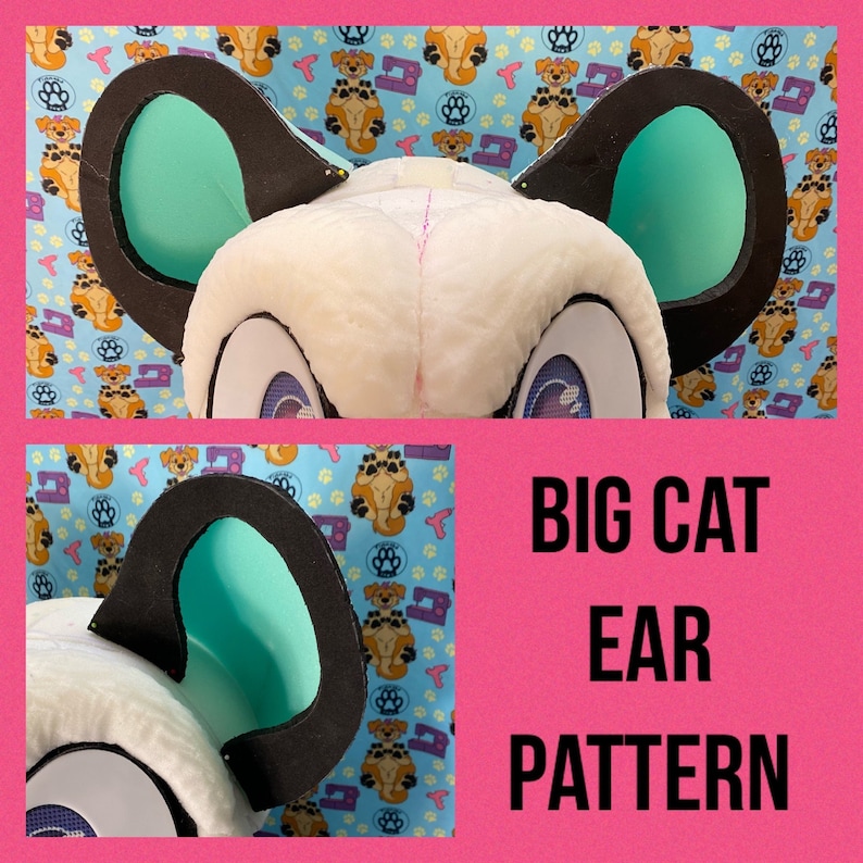Big Cat Fursuit Ears Downloadable Pattern image 1