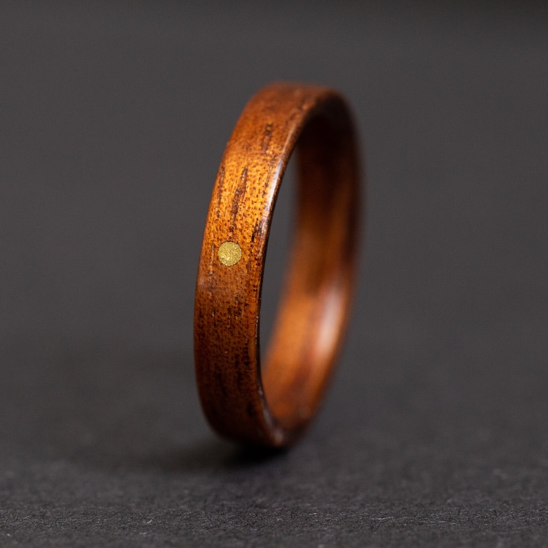 Hawaiian Koa Wood Ring brass sun inlay
