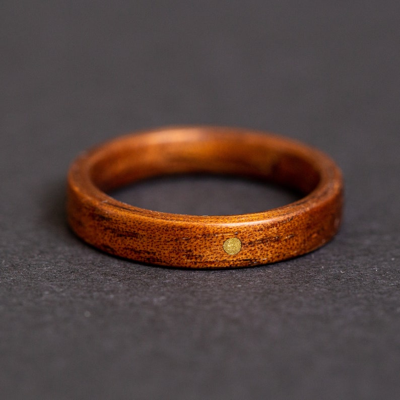 Hawaiian Koa Wood Ring brass sun inlay