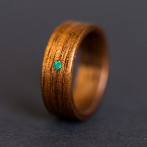 Hawaiian Koa Wood Ring Malachite sun inlay