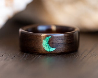 Crescent Moon in Malachite