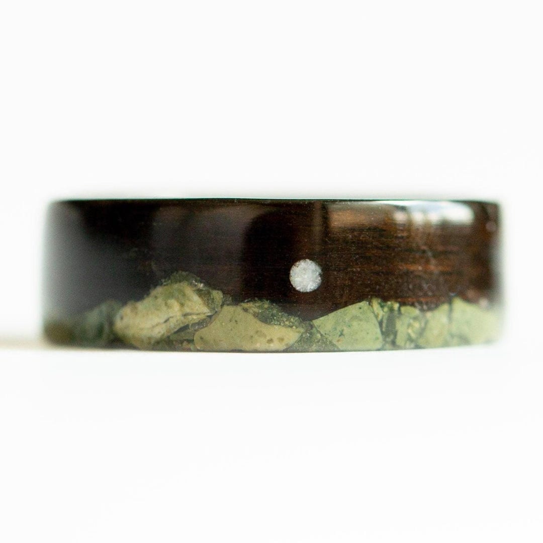 Wood Promise Rings Mens Promise Ring Ebony Wood With Mother of Pearl Inlay, Mountain Ocean ...