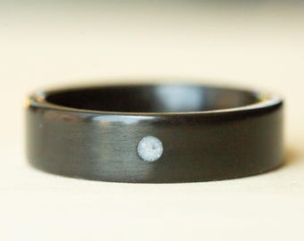 Carbon Fiber Ring for Men, Sun Ring with Mother of Pearl Inlay, Meaningful Graduation Gift Him, Simple Minimalist Ring Band, Cool Mens Rings