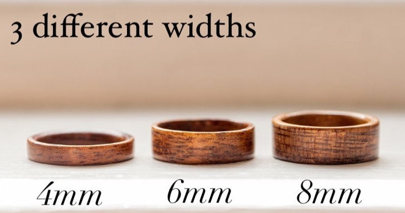 Hawaiian Koa Wood Ring, custom wood ring for him, medium koa image 4
