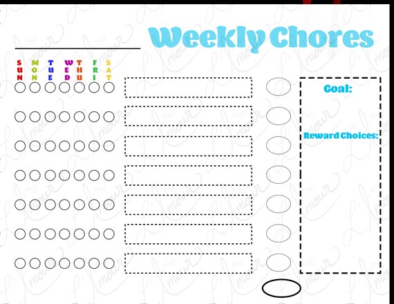 weekly chore list printable digital download ipad pro weekly chore list