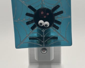 Fused Glass Spider Halloween nightlight