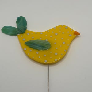 Fused Glass Bird Garden Stake: Handmade Plant Decoration