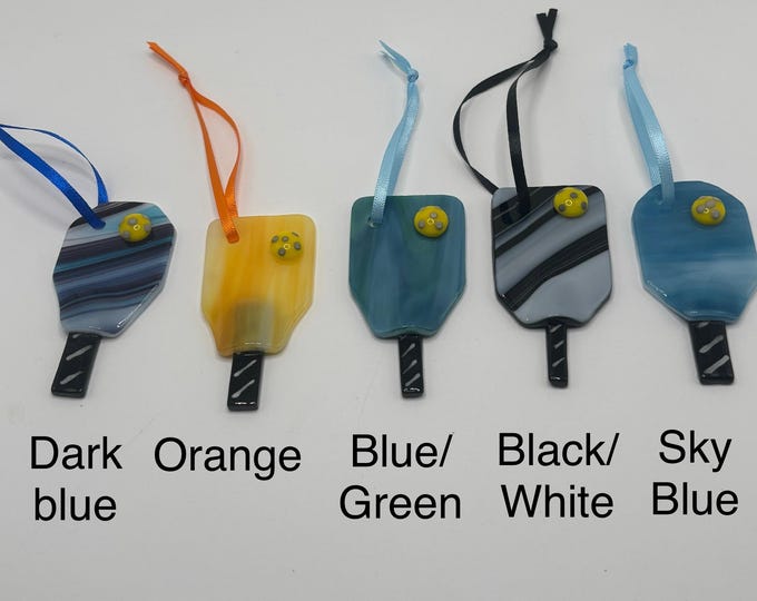 Fused Glass Pickleball ornament
