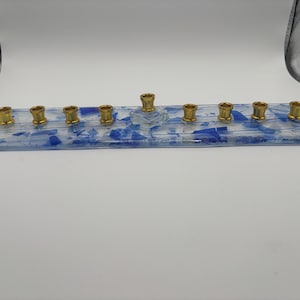 Fused Glass Menorah: Handmade Hanukkah Candle Holder