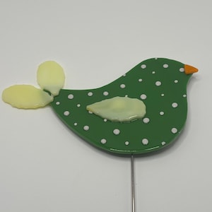 Fused Glass Bird Garden Stake: Handmade Plant Decoration