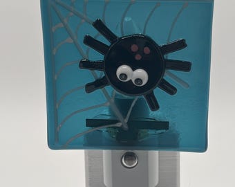 Fused Glass Spider Halloween nightlight