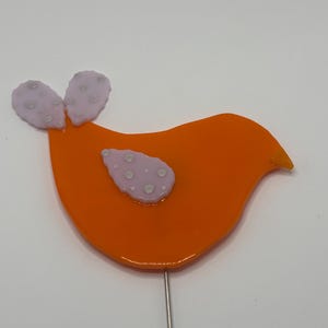 Fused Glass Bird Garden Stake: Handmade Plant Decoration