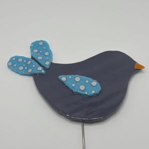 Fused Glass Bird Garden Stake: Handmade Plant Decoration