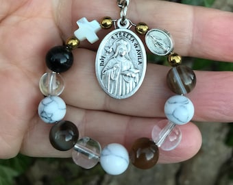St Teresa of Avila rosary keyring
