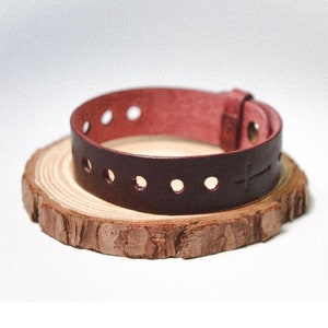 Soft Italian Leather prayer bracelet in burgundy red