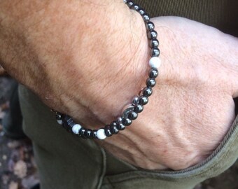 Hematite mini beads, unisex full rosary bracelet - for Catholic and Christian spirituality