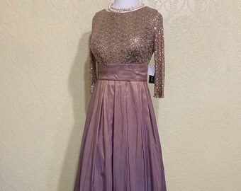 Stunning Gown new w/tags PURPLE BRONZE SEQUIN size 10 Mother Of The Bride Dress With Long Sash