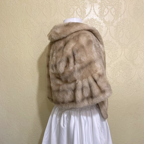 faux Beige Blonde GLENOIT MINK STOLE excellent condition