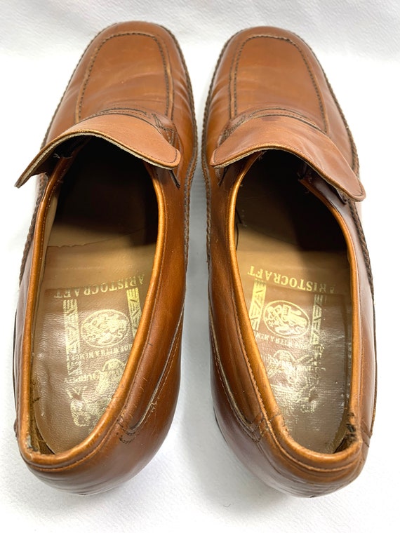 60's Vintage Caramel Brown Leather Shoes mens siz… - image 7