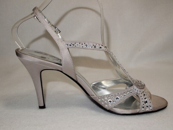 silver satin shoes
