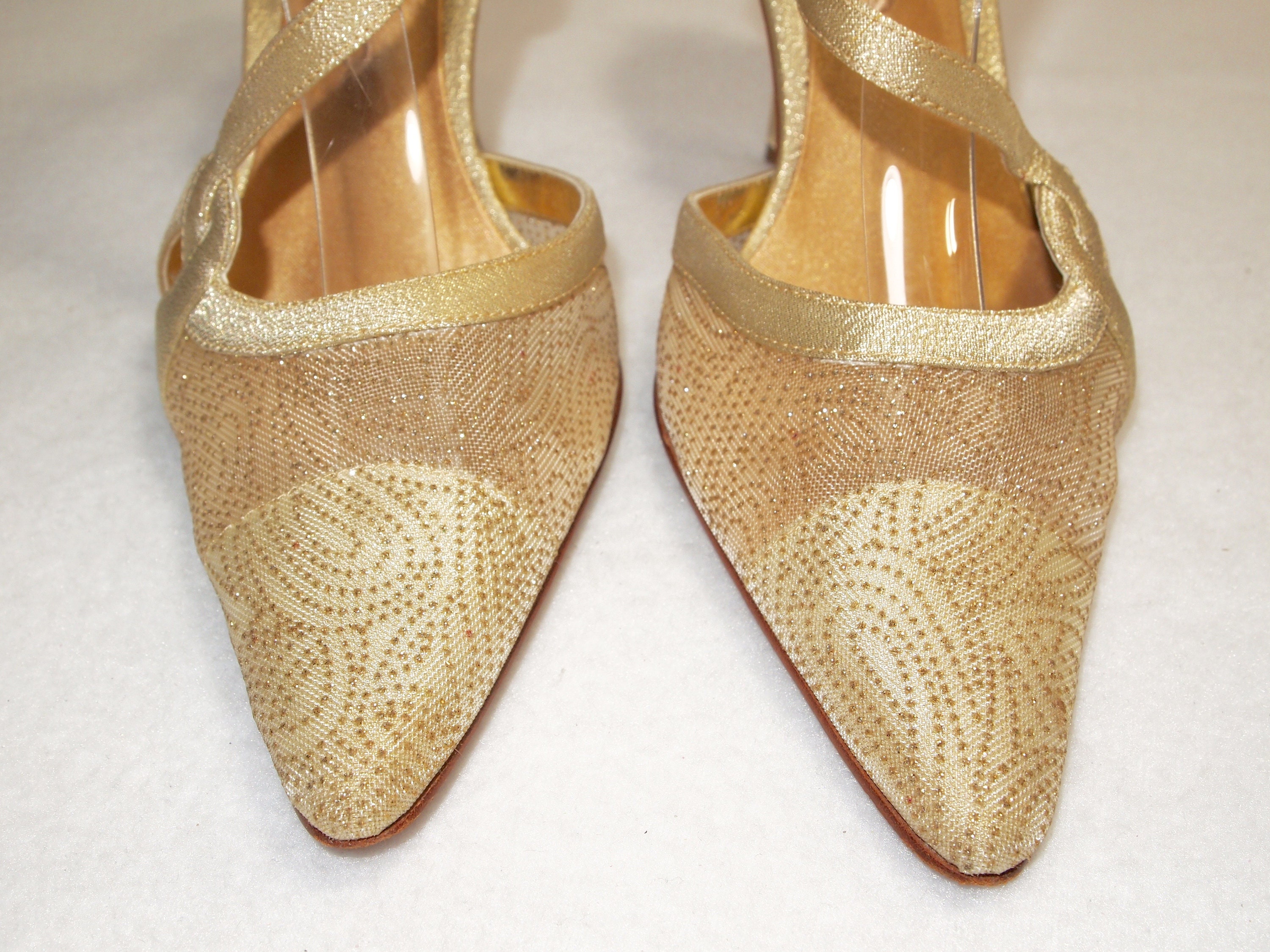 GOLD SATIN PUMPS Strapy Slingbacks size 8 womens gold satin Etsy