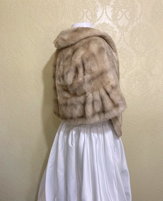 faux Beige Blonde GLENOIT MINK STOLE excellent co… - image 1